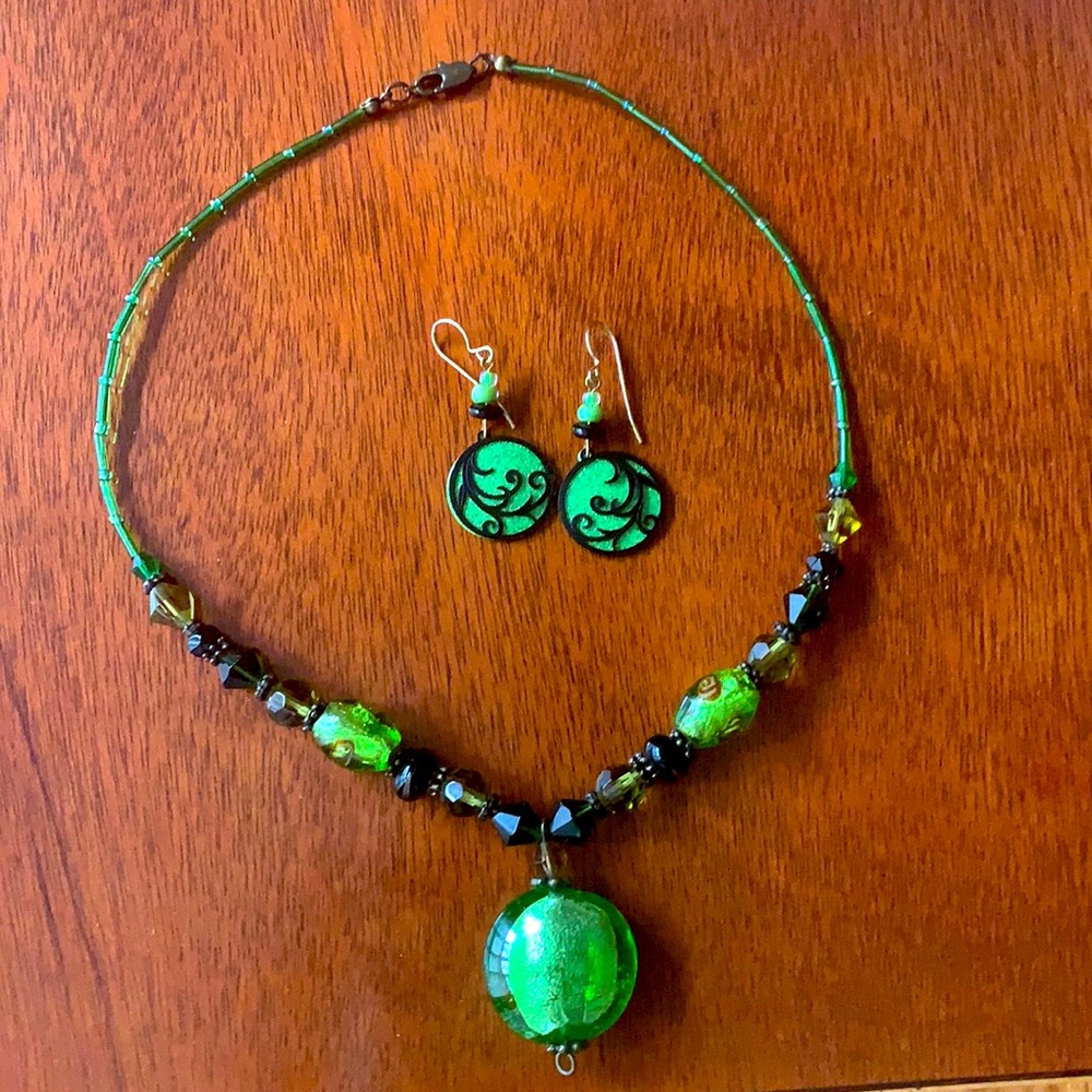 Vintage Murano choker and GF earrings